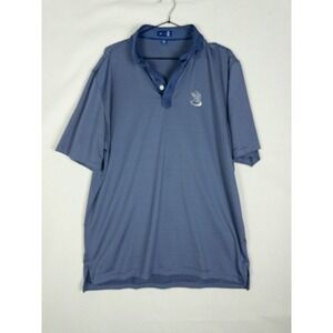 Stitch Golf Polo Shirt Mens M/L Blue Striped Golf Course Embroidered Logo